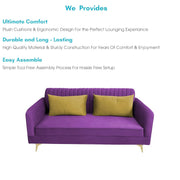 Deren 3 Seater Sofa Set for Living Room (Purple Colour) Premium Fabric Sofa