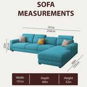 Orion RHS 6 Seater L Shape Sofa Set for Living Room (Turquise Colour) Premium Fabric Sofa