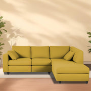 Dorian RHS 4 Seater L Shape Sofa Set for Living Room (Yellow Fabric) Premium Fabric Sofa