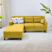 Lifestyle 4 Seater LHS L Shape Sofa Set for Living Room - (Yellow Fabric) Premium Fabric Sofa Set