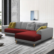 Viva RHS 6 Seater L Shape Sofa Set for Living Room (Green Grey) Premium Fabric Sofa