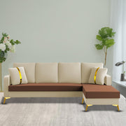 Casaliving Mandis LHS 4 Seater L Shape Sofa Set for Living Room (Black Fabric) Premium Fabric Sofa