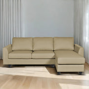 Danver RHS 4 Seater L Shape Sofa Set for Living Room (Cream Fabric) Premium Fabric Sofa