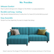 Netlie 4 Seater LHS L Shape Sofa Set for Living Room (Turquise Fabric) Premium Fabric Sofa Set for Living Room