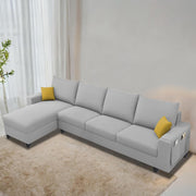 Casaliving Porto LHS 6 Seater L Shape Sofa Set for Living Room (Black Fabric) Premium Velvet Fabric