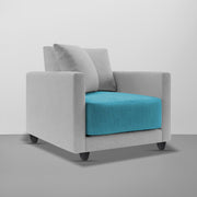 Dominic 1 Seater Sofa Set for Living Room (Black Grey Fabric) Premium Fabric Sofa