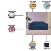 Falconar 3 Seater Sofa Set for Living Room (Blue Fabric) Premium Fabric Sofa