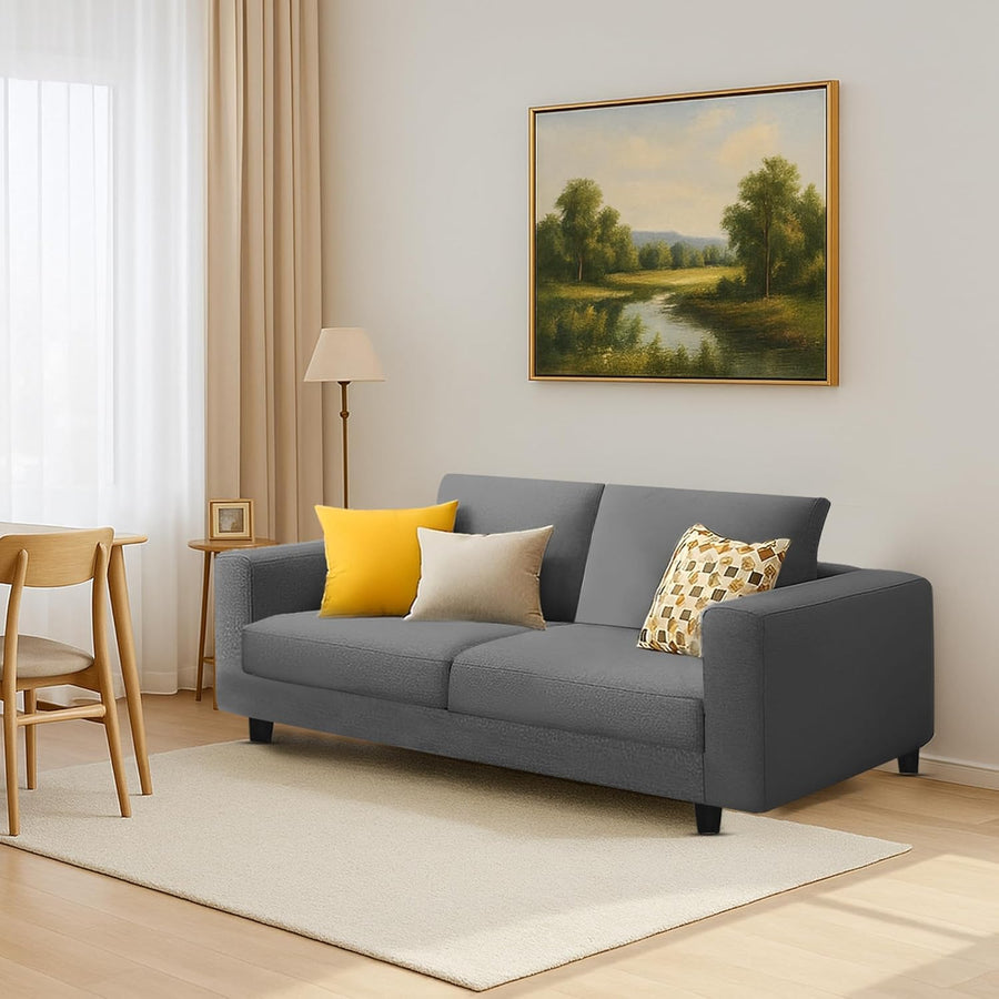 Minta 2 Seater Sofa Set for Living Room (Black - Colour Fabric) Premium Fabric Sofa Set for Living Room