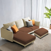 Casaliving Stanly LHS 4 Seater L Shape Sofa with Center Table for Living Room (Blue Fabric)