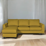 Danver LHS 4 Seater L Shape Sofa Set for Living Room (Yellow Fabric) Premium Fabric Sofa