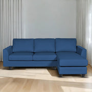 Danver RHS 4 Seater L Shape Sofa Set for Living Room (Blue Fabric) Premium Fabric Sofa