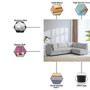 Lenser L Shaped Sofa Set for Living Room (Grey Fabric) Premium Fabric Sofa Set