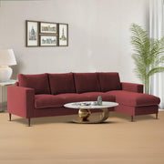 Charmi RHS 6 Seater L Shape Sofa Set for Living Room (Maroon Fabric) Premium Fabric Sofa
