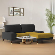 Latieo RHS 2 Seater Lounger L Shape Sofa Set for Living Room (Black Yellow) Premium Fabric Sofa