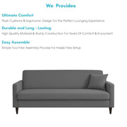 Premium Valkyrie 3 Seater Sofa Set 3 Seater Modern Sofa Set for Living Room (Dark Grey Color Fabric)