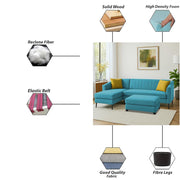 Neyami LHS 4 Seater with Ottoman L Shape Sofa Set for Living Room (Turquise) Premium Fabric Sofa Set