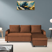 Asper RHS 4 Seater L Shape Sofa Set for Living Room (Brown Fabric) Premium Fabric Sofa