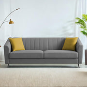 Casaliving Diego 3 Seater Sofa for Living Room (Black Grey Fabric) Premium Fabric Sofa