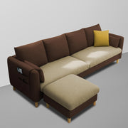Robben 3 Seater Sofa Set with Center Table for Living Room (Brown Cream Colour) Premium Fabric Sofa