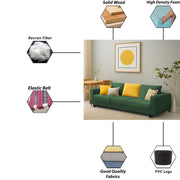 Minta 3 Seater Sofa Set for Living Room (Green Colour Fabric) Premium Fabric Sofa