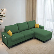 Casaliving Porto RHS 4 Seater L Shape Sofa Set for Living Room (Black Fabric) Premium Velvet Fabric Sofa Set - Black