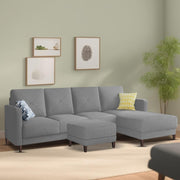 Swaloni RHS 6 Seater L Shape Sofa Set with Center Table for Living Room (Grey) Premium Fabric Sofa