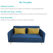 Deren 3 Seater Sofa Set for Living Room (Blue Colour) Premium Fabric Sofa