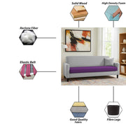 Premium Valkyrie 3 Seater Sofa Set 3 Seater Modern Sofa Set for Living Room (Purple Grey Color Fabric)
