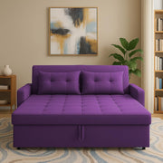 Treshta 2 Seater Pull-Out Premium Fabric Sofa Cum Bed Sofa Set for Living Room (Blue Fabric Color) Premium Fabric Sofa Set for Living Room