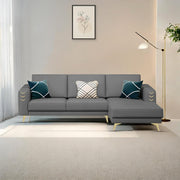 Falco RHS 4 Seater L Shape Sofa Set for Living Room (Dark Grey Fabric) Premium Fabric Sofa