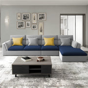 Delton RHS 6 Seater L Shape Sofa Set for Living Room (Blue Grey) Premium Fabric