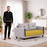 Casaliving Viskafors Upholstered 3 Seater Sofa Set for Living Room (Black Colour Fabric) Premium Fabric Sofa
