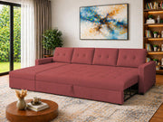 Casaliving Treshta 6 Seater LHS L - Shape Pull-Out Sofa Cum Bed Sofa for Living Room (Dark Grey Fabric Color) Premium Fabric Sofa Set for Living Room Sofa Cum Bed