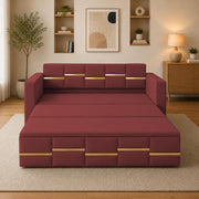 Casaliving Mordo 3 Seater Sofa Cum Bed for Living Room (Black Fabric) Premium Fabric Sofa Set