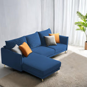 Casaliving Stanly LHS 4 Seater L Shape Sofa Set for Living Room (Blue Fabric) Premium Fabric Sofa