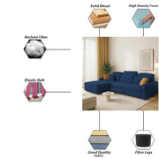 Casaliving Gagnon LHS 4 Seater L Shape Corner Sofa Cum Bed for Living Room (Blue Fabric) Premium Fabric Sofa