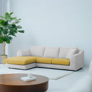 Cortina LHS 4 Seater L Shape Sofa Set for Living Room (Turquise Grey Fabric) Premium Fabric Sofa