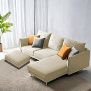 Casaliving Stanly LHS 4 Seater L Shape Sofa with Center Table for Living Room (Blue Fabric)