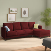 Swaloni RHS 6 Seater L Shape Sofa Set for Living Room (Maroon) Premium Fabric Sofa