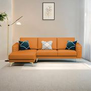 Falco LHS 4 Seater L Shape Sofa Set for Living Room (Orange Fabric) Premium Fabric Sofa