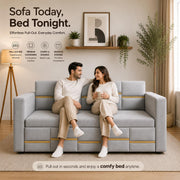 Casaliving Mordo 3 Seater Sofa Cum Bed for Living Room (Black Fabric) Premium Fabric Sofa Set