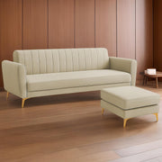 Grayon 3 Seater Convertible Sofa Set for Living Room, 3 Seater & Ottoman Modular Sectional Couch for Small Space (Black Colour) Fabric Sofa Set