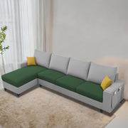 Casaliving Porto LHS 6 Seater L Shape Sofa Set for Living Room (Black Fabric) Premium Velvet Fabric