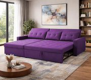 Casaliving Treshta 4 Seater LHS L - Shape Pull-Out Sofa Cum Bed with Storage Sofa for Living Room (Brown Fabric Color) Premium Fabric Sofa Set for Living Room Sofa Cum Bed