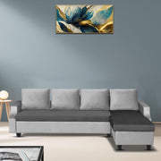 Asper RHS 6 Seater L Shape Sofa Set for Living Room (Black Grey Fabric) Premium Fabric Sofa