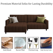 Netlie 4 Seater LHS L Shape Sofa Set for Living Room (Brown Fabric) Premium Fabric Sofa Set for Living Room