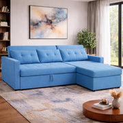 Casaliving Treshta 4 Seater LHS L - Shape Pull-Out Sofa Cum Bed with Storage Sofa for Living Room (Brown Fabric Color) Premium Fabric Sofa Set for Living Room Sofa Cum Bed