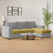 Charmi RHS 4 Seater L Shape Sofa Set for Living Room (Yellow Grey Fabric) Premium Fabric Sofa