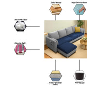 Robben 3 Seater Sofa Set with Center Table for Living Room (Blue Grey Colour) Premium Fabric Sofa