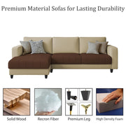Oslo 4 Seater LHS L Shape Sofa Set for Living Room (Cream Brown Fabric) Premium Fabric Sofa Set for Living Room